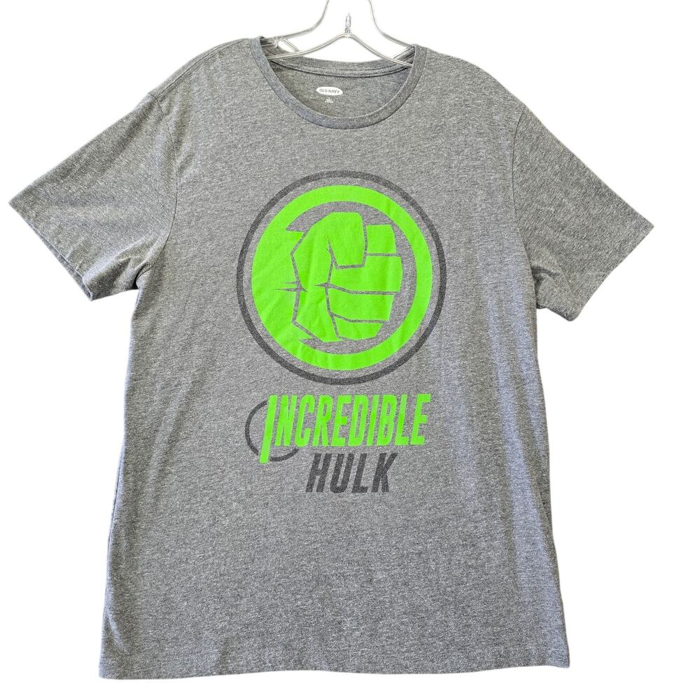 Old Navy Gray Shirt Green Incredible Hulk Graphic Short Sleeves Tee Men's Size L